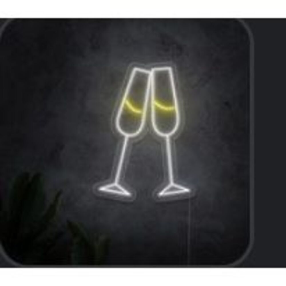 2 Champagne Glass Neon Sign